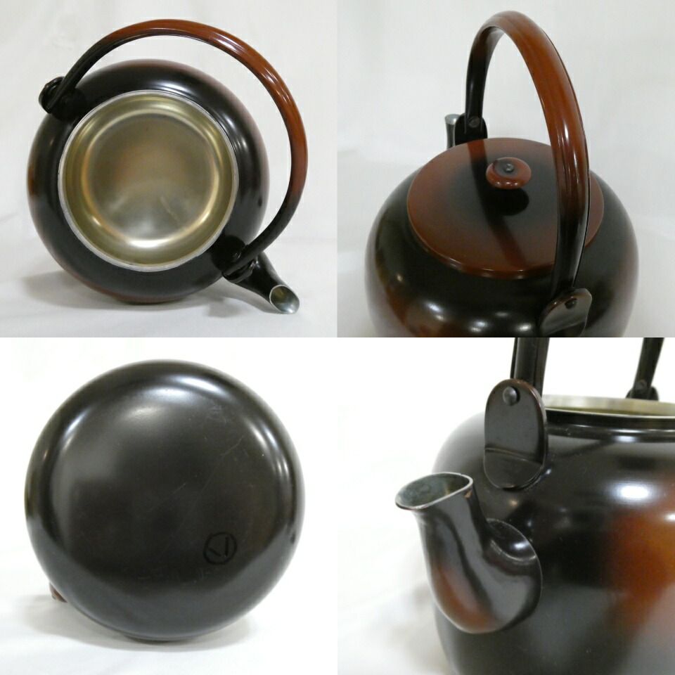 二月の特売品】銅製 腰黒 口蓋なし 水注(水次)薬缶 茶道具 【中古 美品