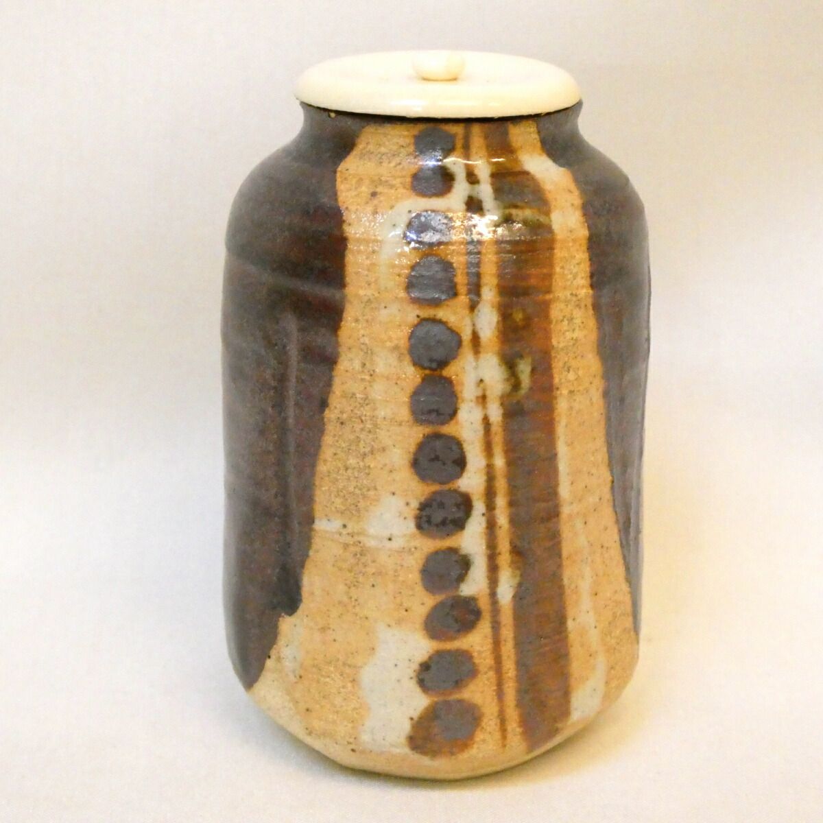 中興名物写】川本了生作 澪標写 茶入 織部 中興名物 金剛金襴仕覆