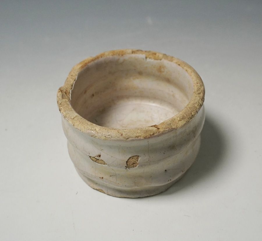 17-18世紀 オランダ 白デルフト 盃 小壺 阿蘭陀 和蘭 軟膏 アルバレロ