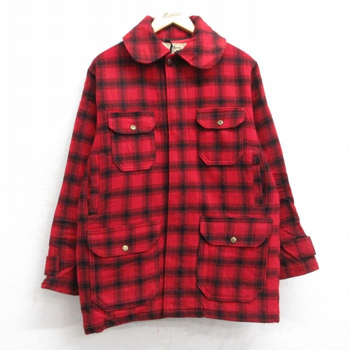 M/古着 ウールリッチ 長袖 ウール ジャケット メンズ 80年代 80s マッキーノ 赤他 チェック 内側キルティング【spe】 25dec27 ウールリッチ WOOLRICH 長袖 50年代 古着50\u0027sウールリッチ|ブラウン×ベージュ×グリーン長袖メンズチェックビンテージウールシャツ・マッキーノジャケットWoolrich MUJIN