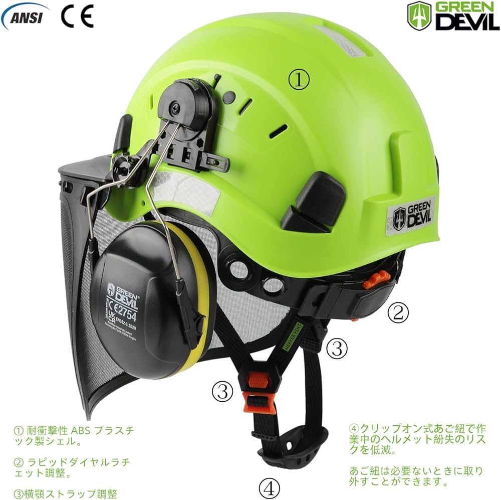 【在庫セール】GREEN DEVIL 林業用ヘルメット チェーンソー 作業用 草 Amazon.co.jp: GREEN DEVIL 鎌锯用保護ヘルメット・林業用保護
