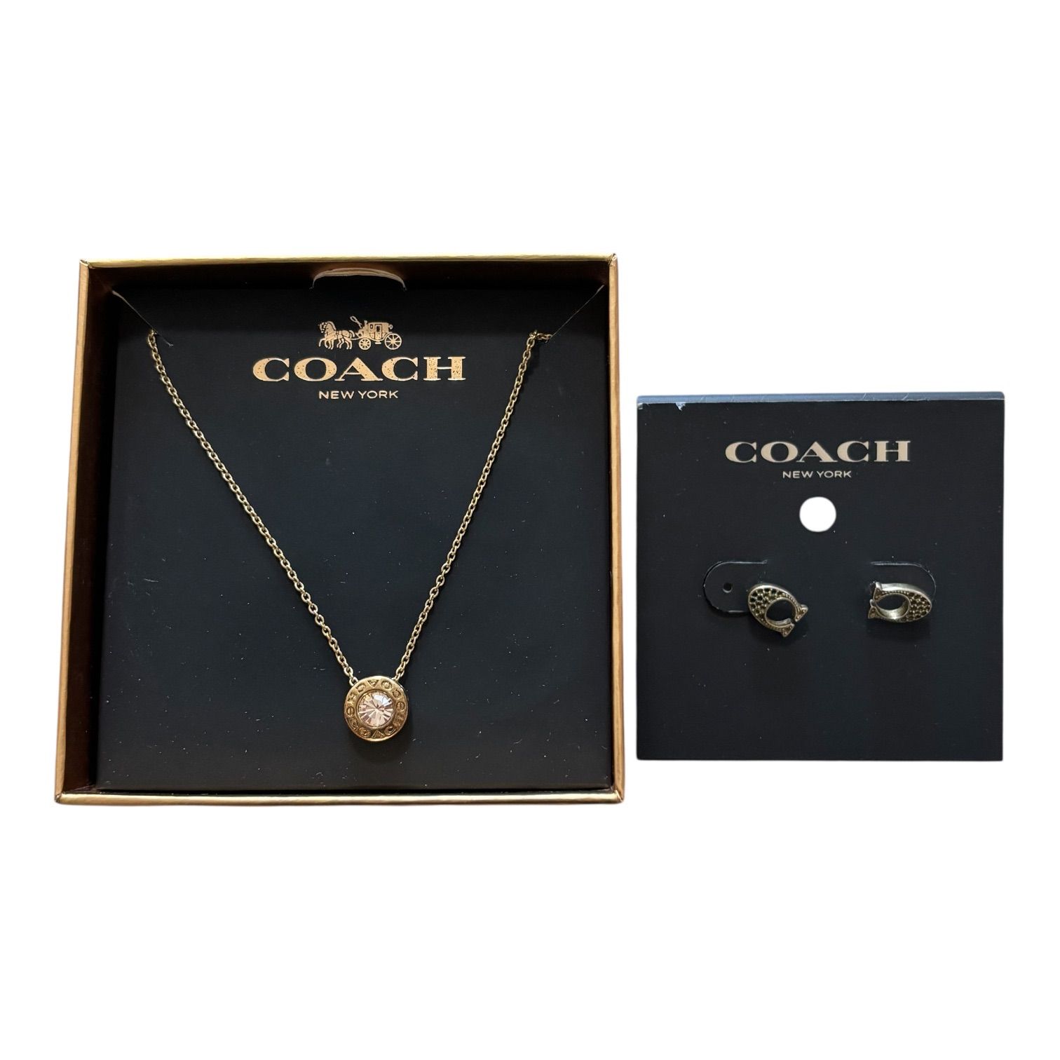 COACH コーチ ネックレス＆ピアス セット ゴールド 箱付き【RE360 