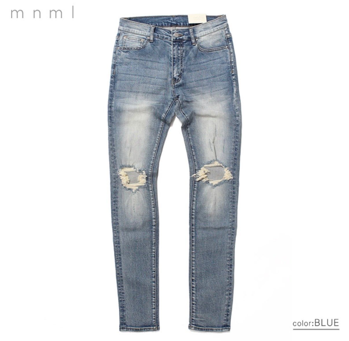 mnml X1 ダメージ加工ストレッチスキニーデニムパンツ 【ヴィンテージ