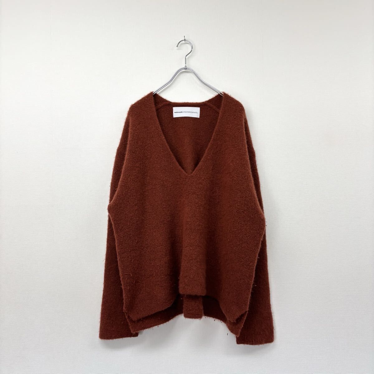 walenode ウェルノード カシミア ナイロン パイル Vネック プル 