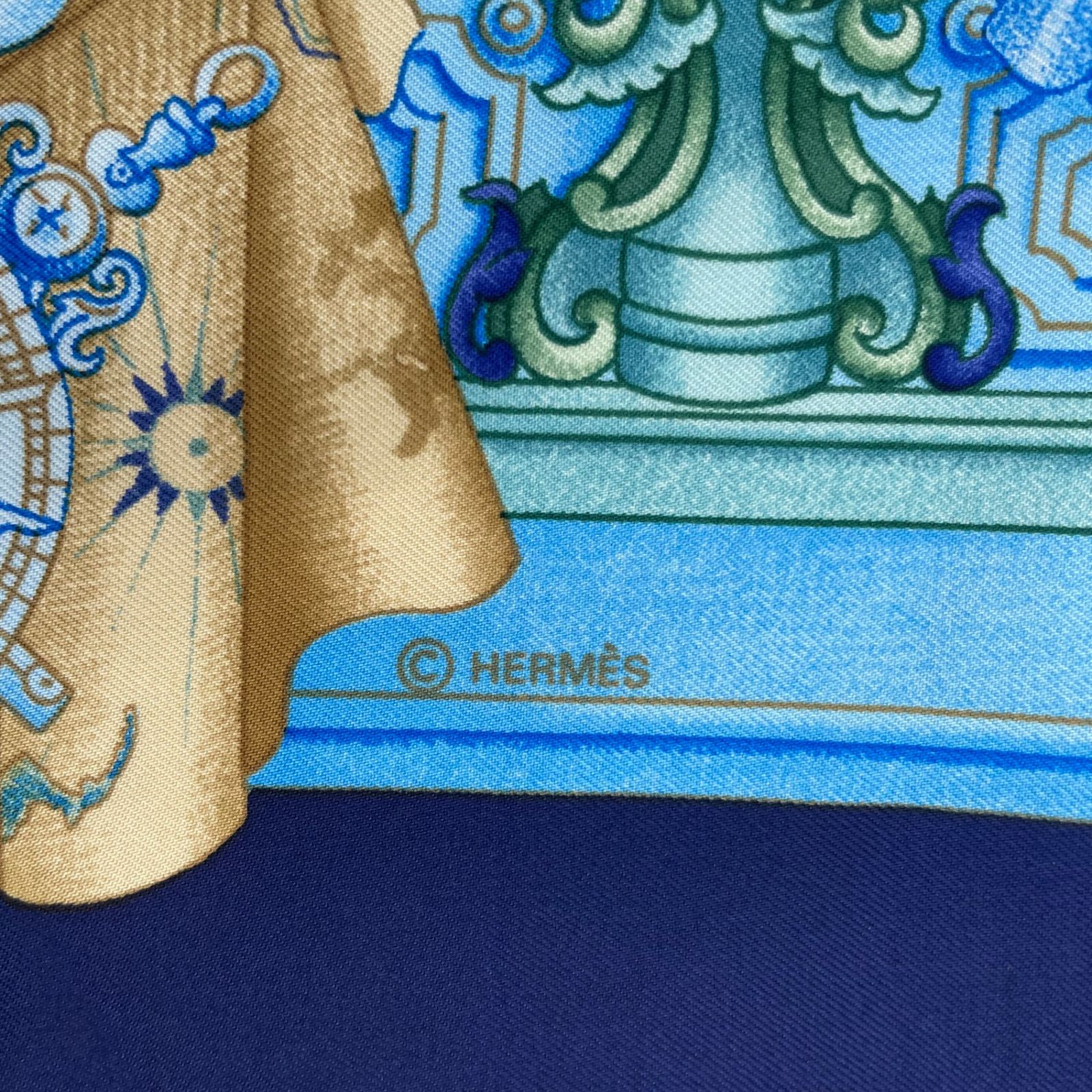 美品 HERMES エルメス スカーフ シルク カレ90 AZVLEJOS 大航海時代に