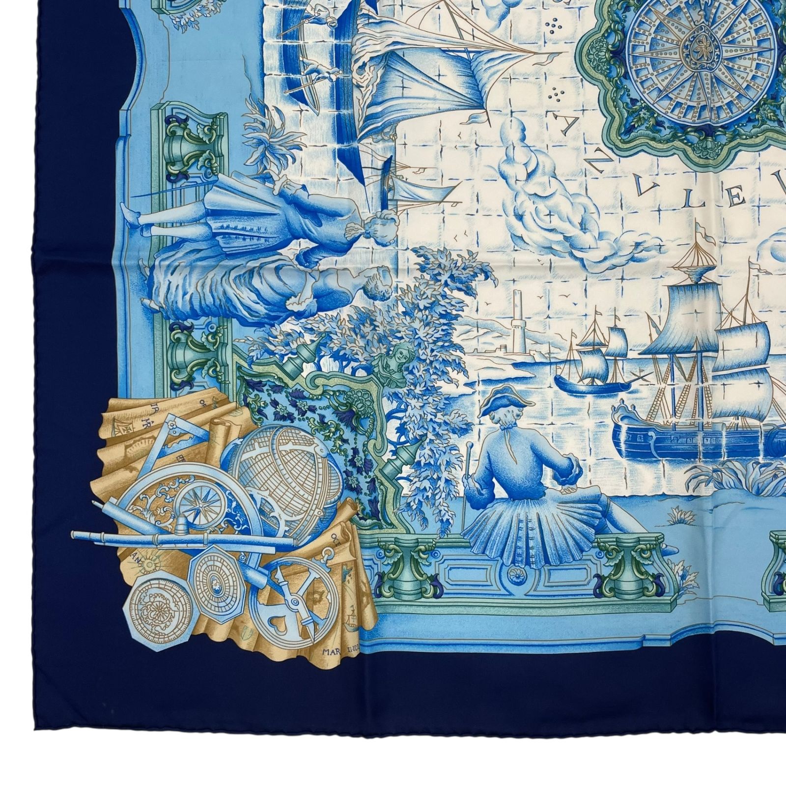 美品 HERMES エルメス スカーフ シルク カレ90 AZVLEJOS 大航海時代に
