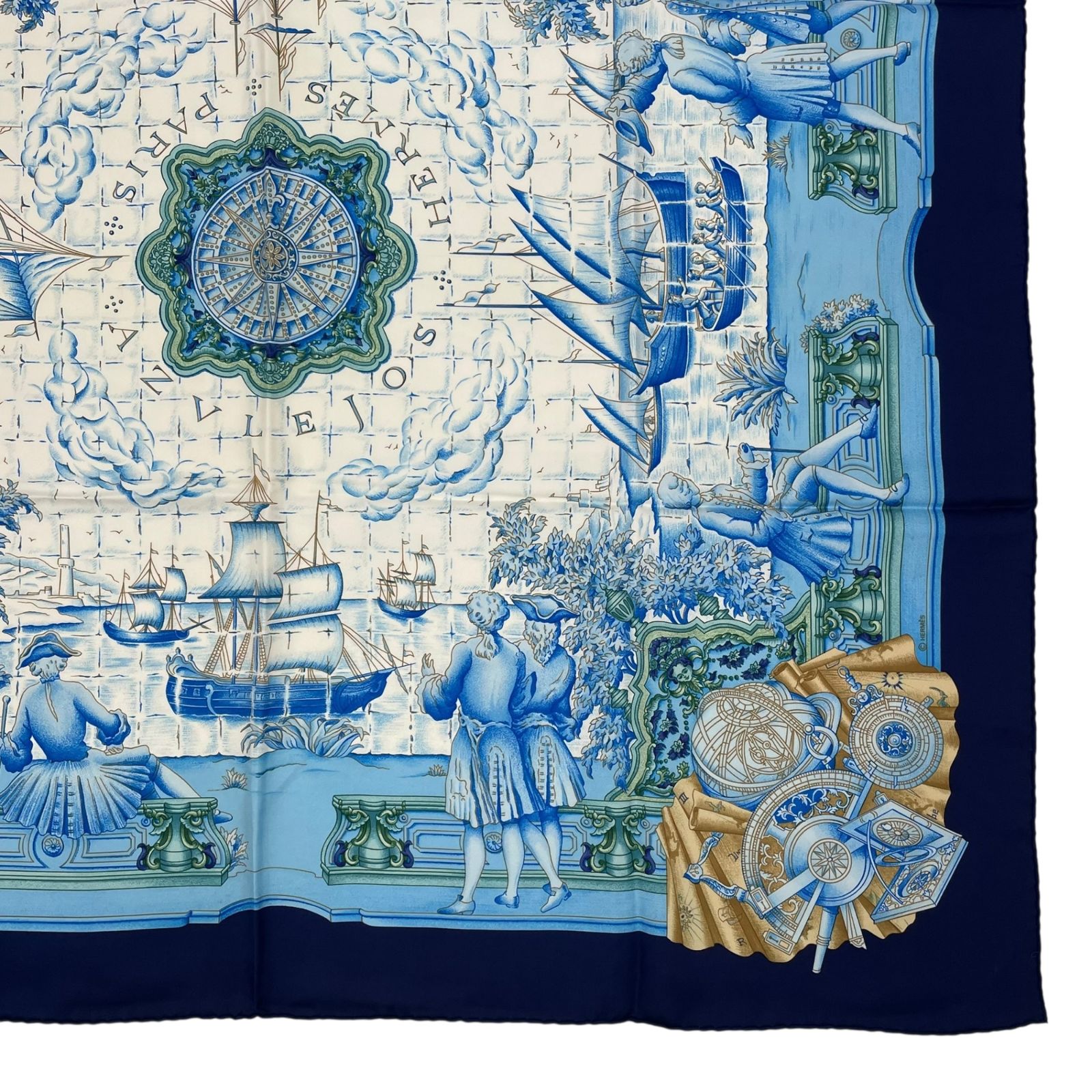 エルメス azvlejos スカーフ 新品未使用 美品 HERMES エルメス スカーフ シルク カレ90 AZVLEJOS 大航海時代に