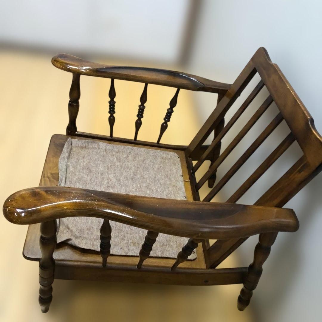 カリモク アームチェア 木製 肘付き ダイニングチェア レトロ