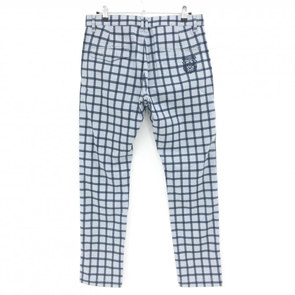 美品】パーリーゲイツ パンツ 白×ネイビー×グレー 総柄 チェック