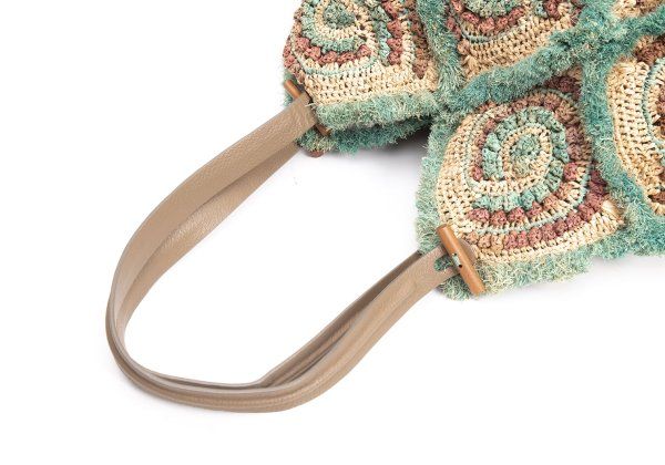 ジャマンピュエッシュJAMIN PUECH ラフィアショルダーバッグ 緑