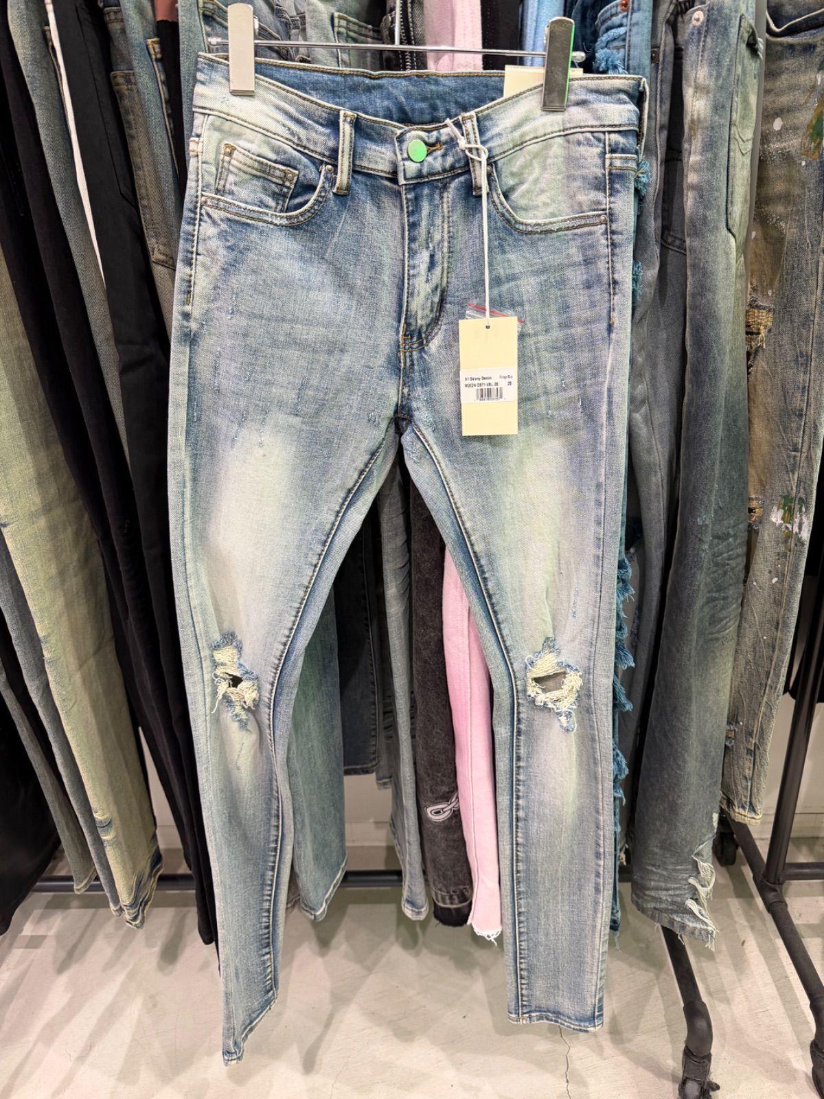 mnml X1 ダメージ加工ストレッチスキニーデニムパンツ 【ヴィンテージ