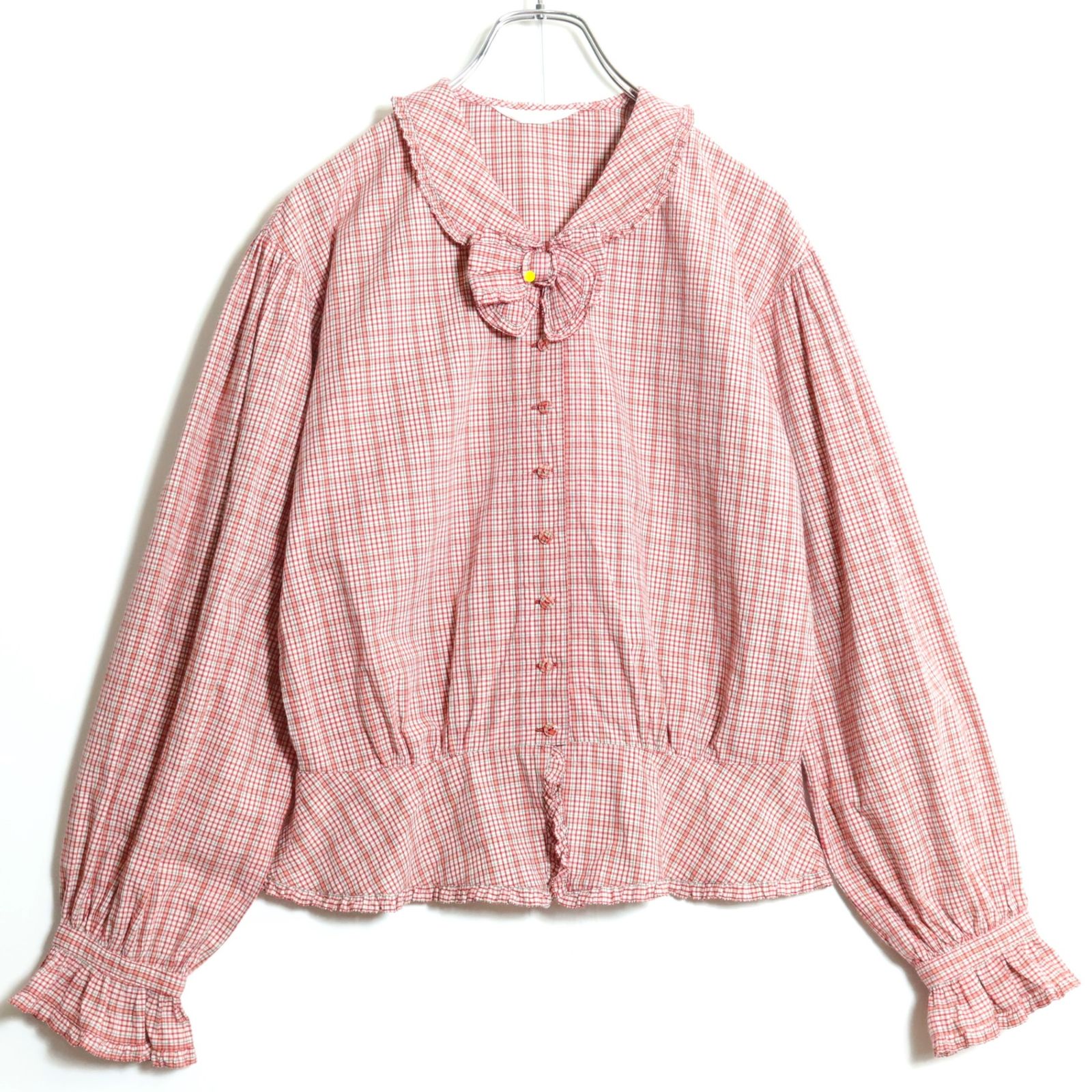 ピンクハウス☆オリチェpt&リボン♪ローンブラウス 赤系 前開き