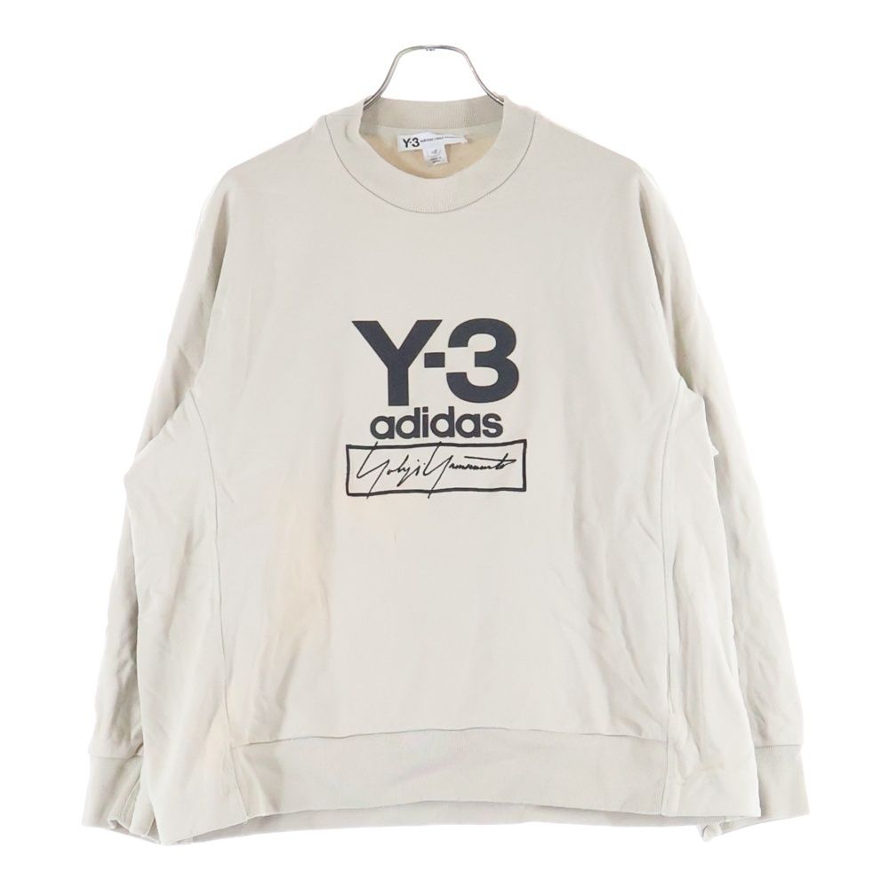 Y-3 (ワイスリー) トリプル ロゴ クルーネック 長袖トレーナー カットソー ベージュ FJ0433