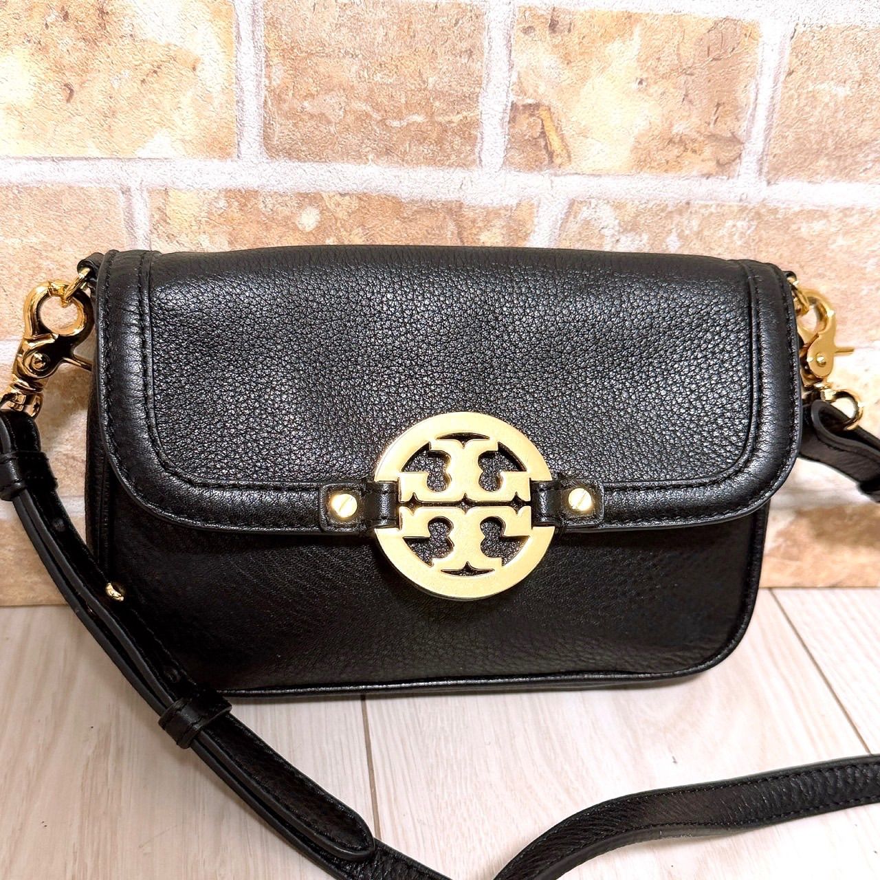 超美品) TORY BURCH(トリーバーチ)ショルダーバッグ レザー ブラック 
