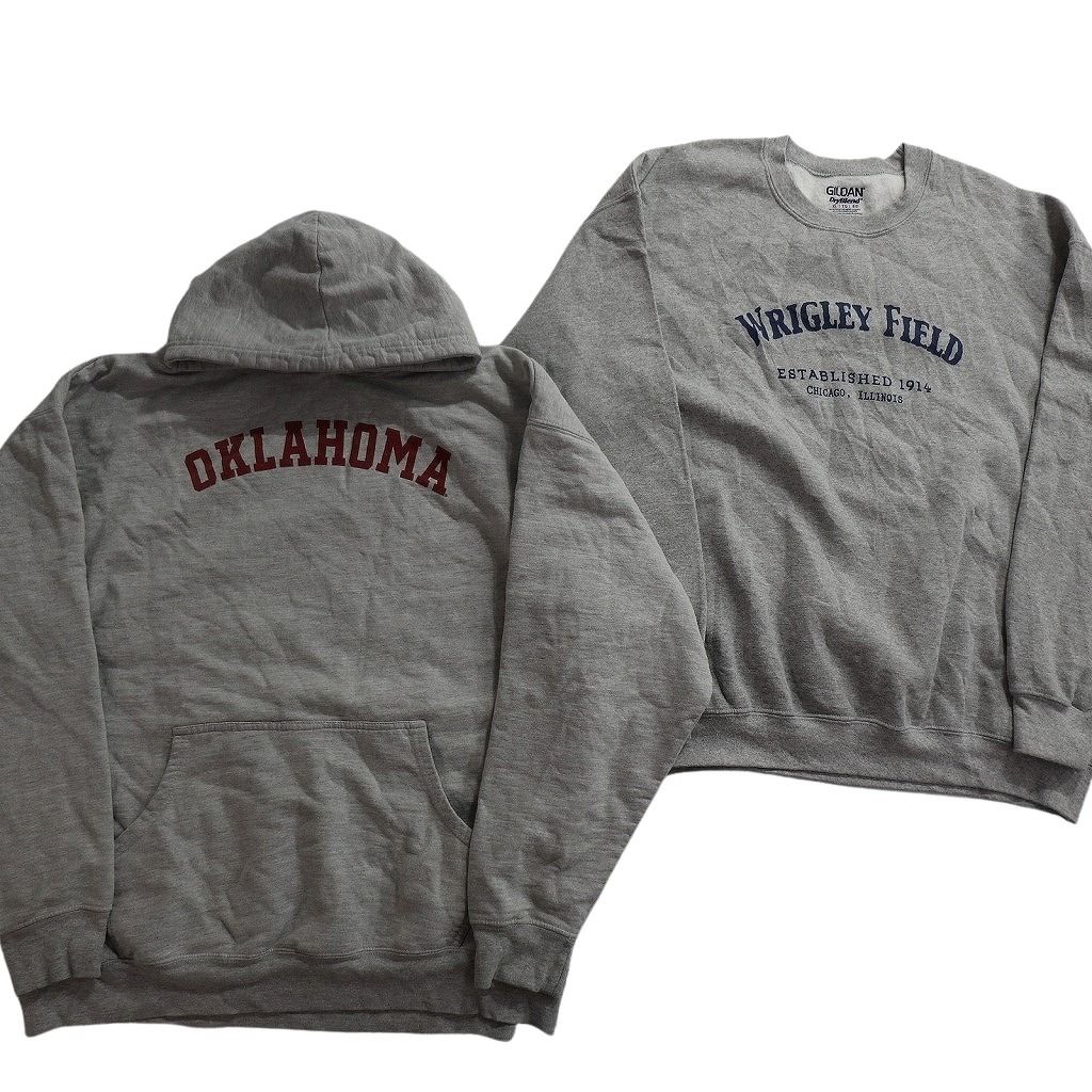 古着卸 まとめ売り カレッジ風 スウェット 8枚セット (メンズ XL ) アーチロゴ 前V 英文字プリント フーディー 中古 古着 ND8490