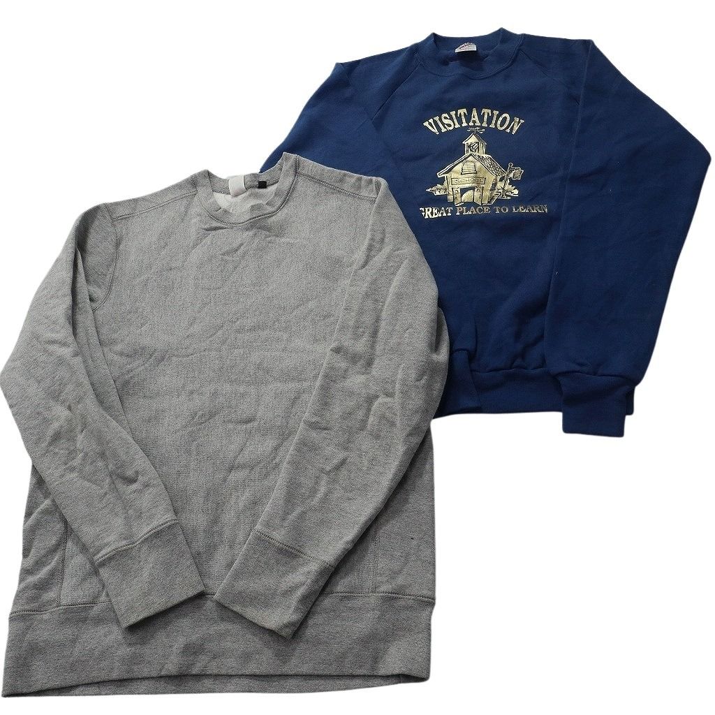 古着卸 まとめ売り USA製 スウェット 8枚セット (メンズ S ) LEE カレッジ風 ラグラン 英文字 グレー 中古 古着 ND8581