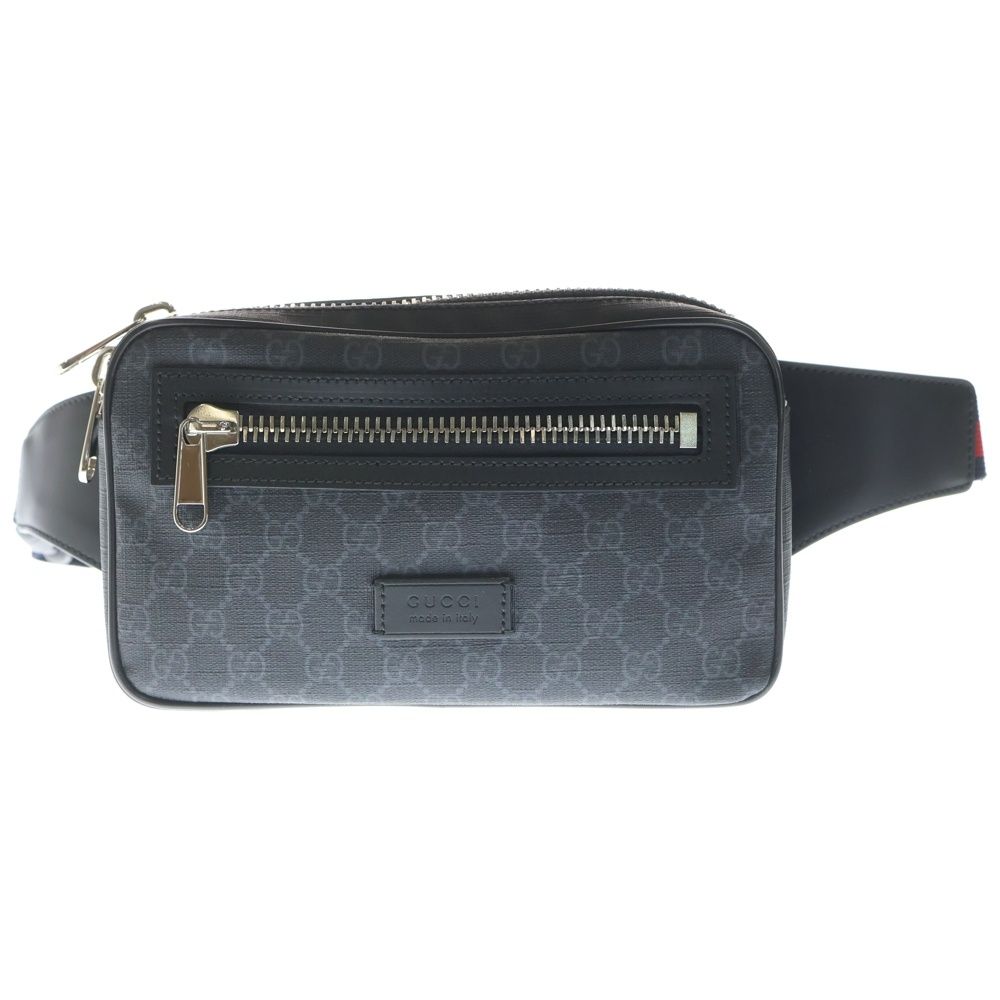 GUCCI (グッチ) GGスプリーム ボディバッグ ウエストバッグ ブラック 474293
