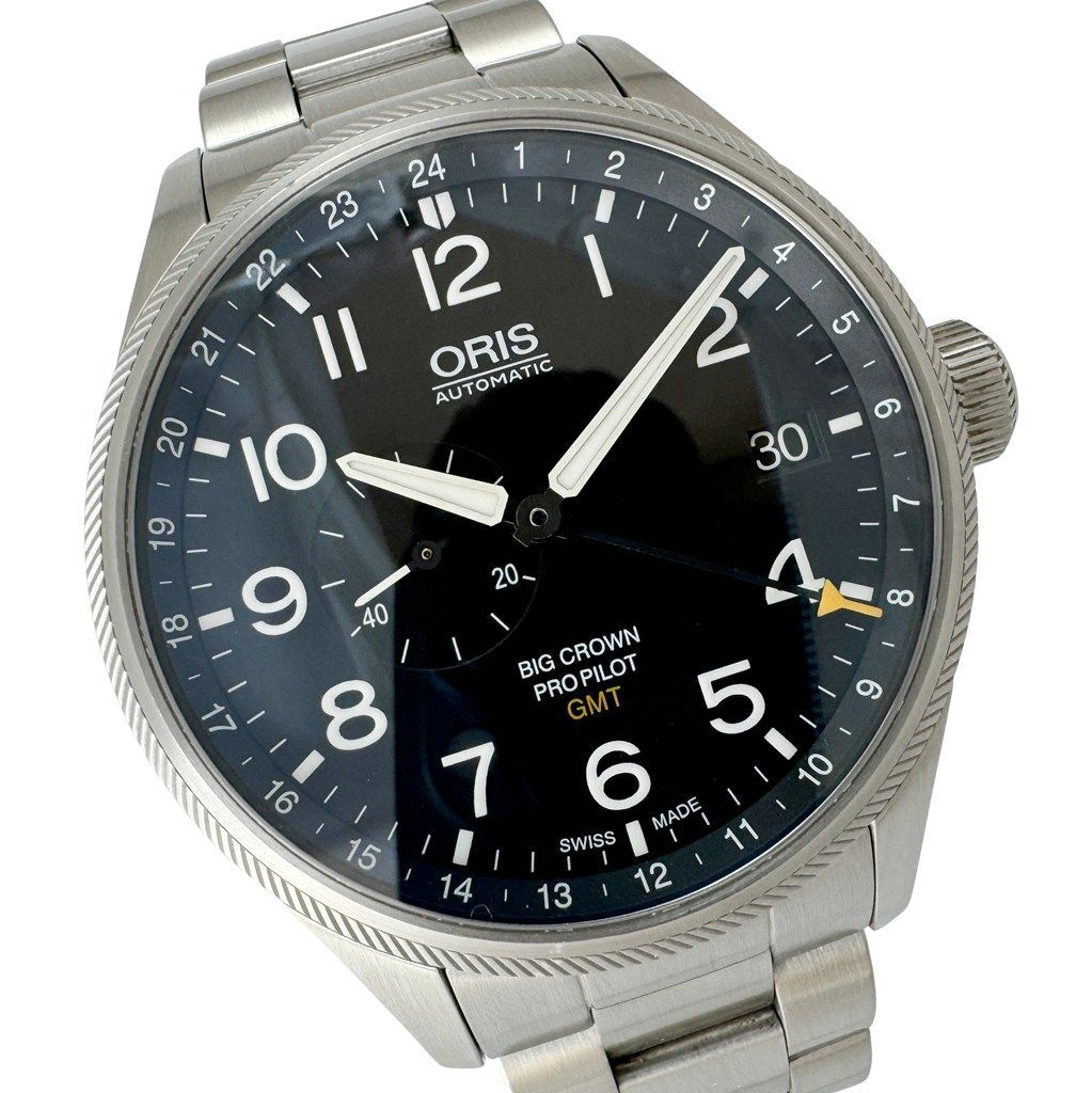  オリス ORIS ビッグクラウン プロパイロット GMT 7710 メンズ腕時計 自動巻き ブラック文字盤 Aランク ユニセックス対応 自動巻き時計 腕時計(アナログ)