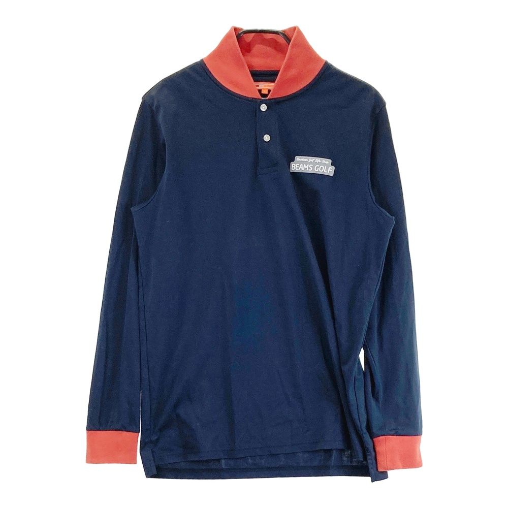 サイズ：L BEAMS GOLF ビームスゴルフ 長袖ポロシャツ ネイビー系