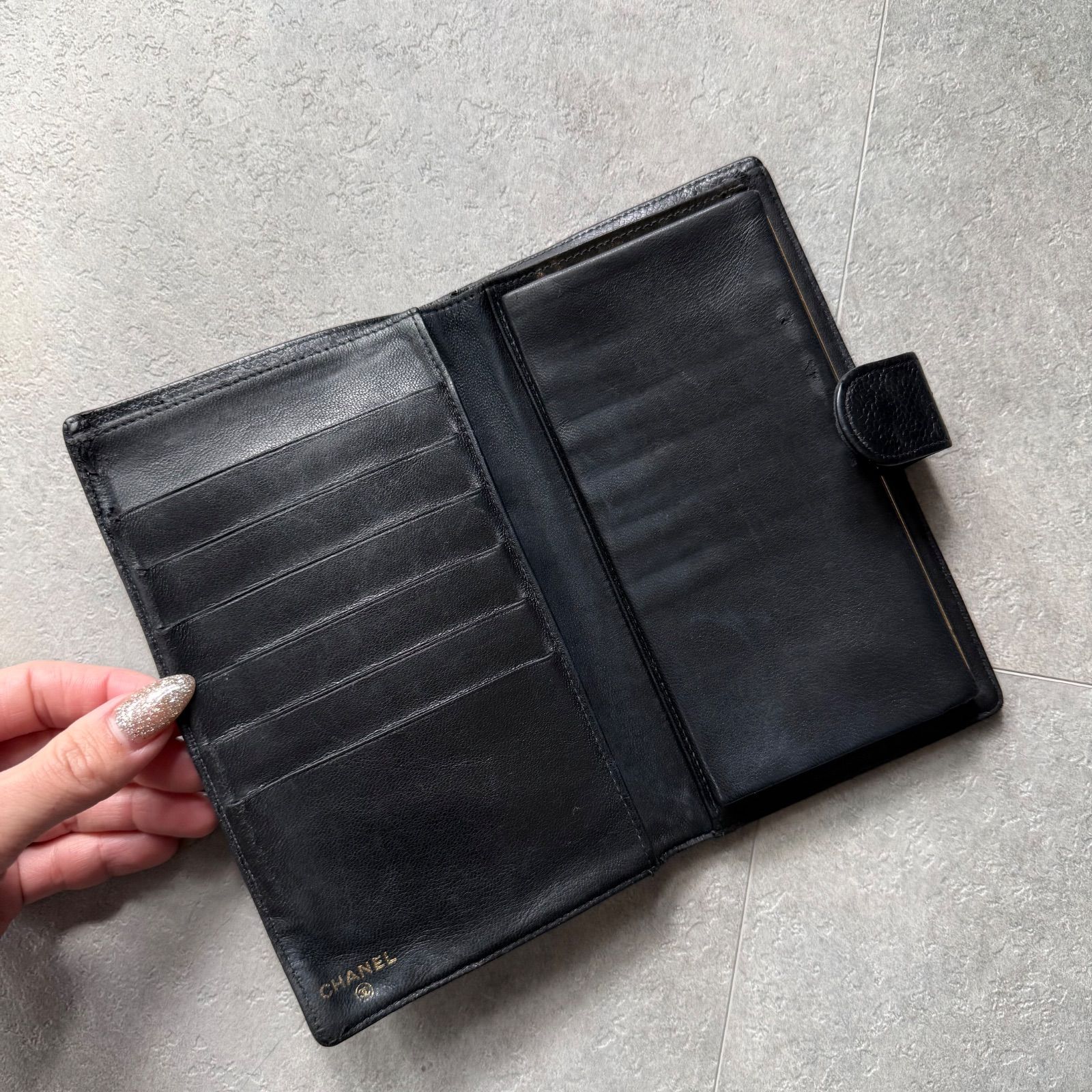 CHANEL シャネル キャビアスキン がま口財布 ココマーク デカココ 