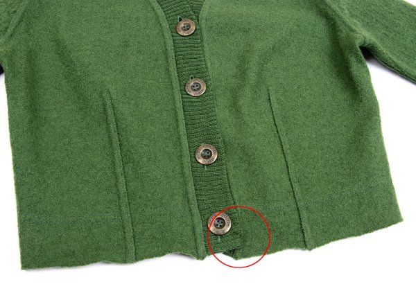 ロメオジリROMEO GIGLI JEANS 圧縮ウールクロップドカーディガン 緑S位