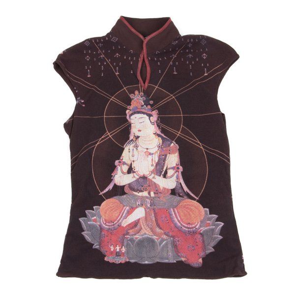 VIVIENNE TAM 90's 仏陀プリント パワーネット トップス 0 ヴィヴィアンタムVIVIENNETAM 仏陀プリントパワーネットノースリーブ