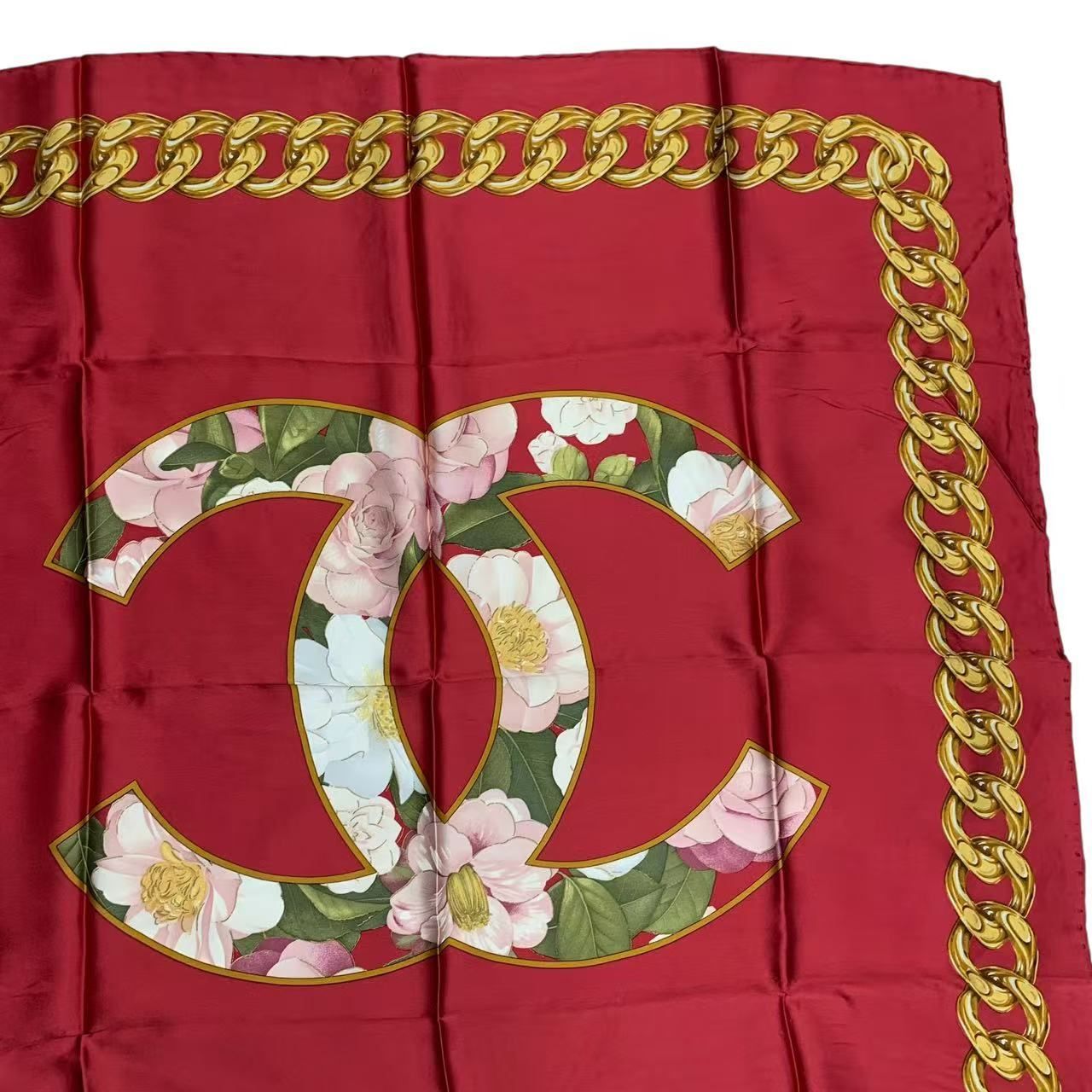 未使用品 CHANEL シャネル スカーフ シルク ココマーク カメリア ロゴ