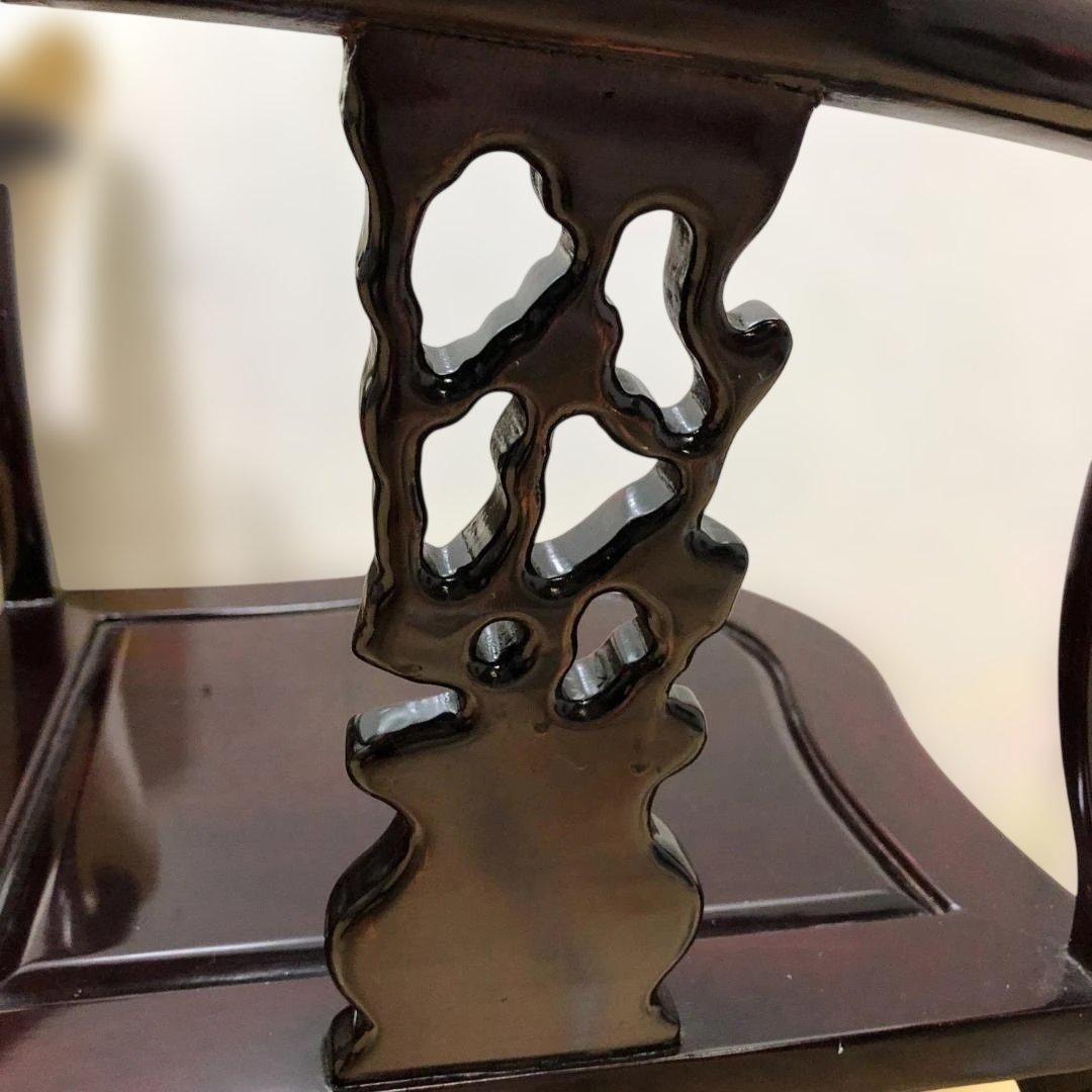 唐木調 隅椅子 コーナーチェア 中国家具 和室 床の間 飾椅子 260207-4