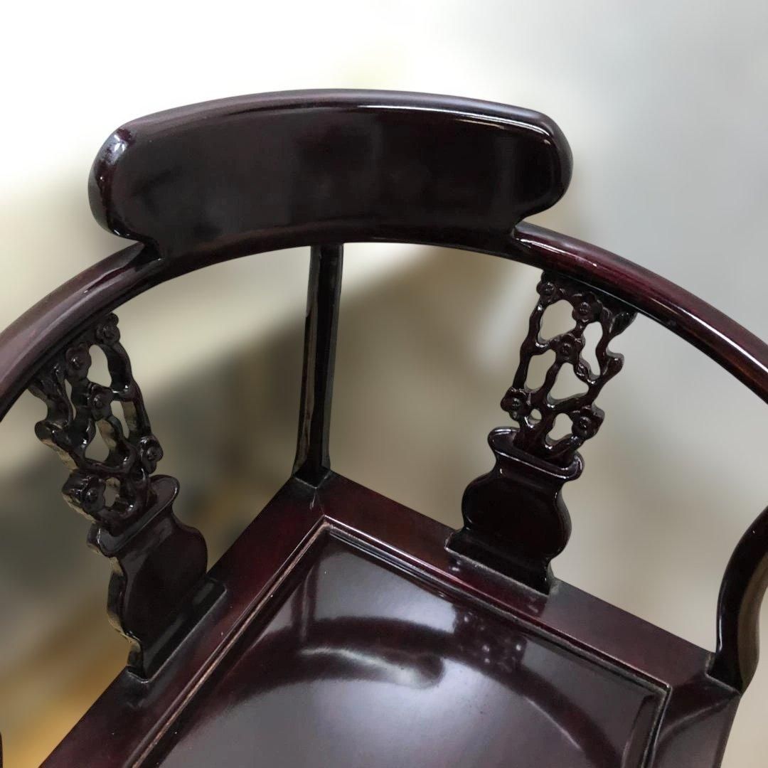 唐木調 隅椅子 コーナーチェア 中国家具 和室 床の間 飾椅子 260207-4