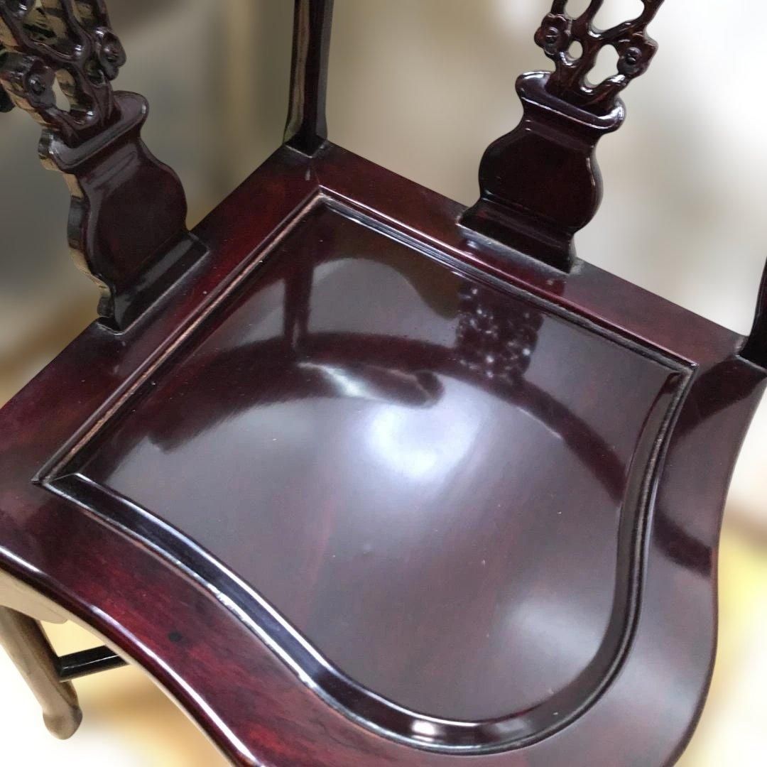 唐木調 隅椅子 コーナーチェア 中国家具 和室 床の間 飾椅子 260207-4