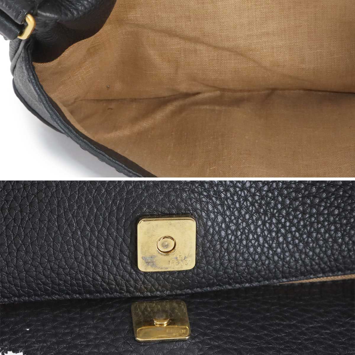 美品 フェンディ FENDI セレリア ショルダー バッグ レザー ブラック 