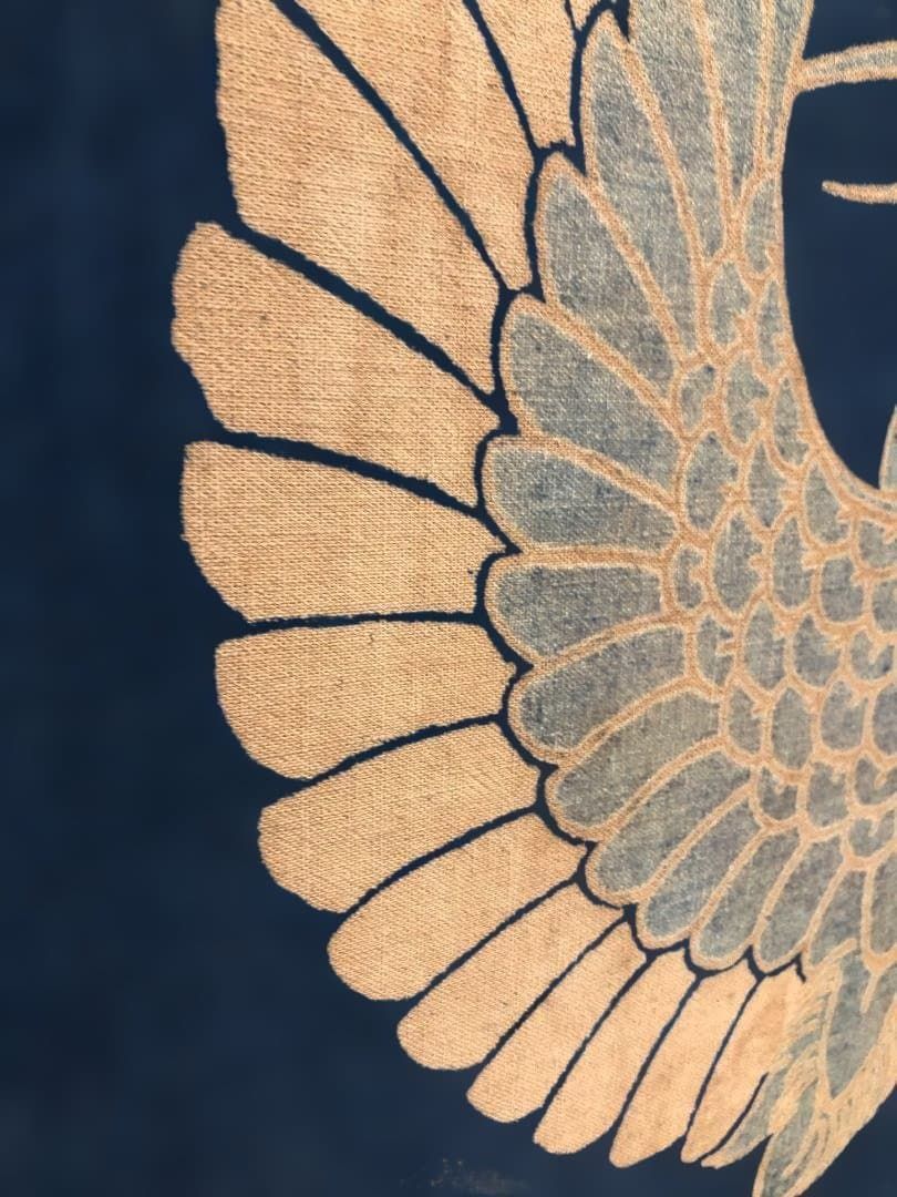 鶴丸 吉兆鶴丸系文様 家紋風 布製 工芸 額装 和風 和モダン 古布 店舗