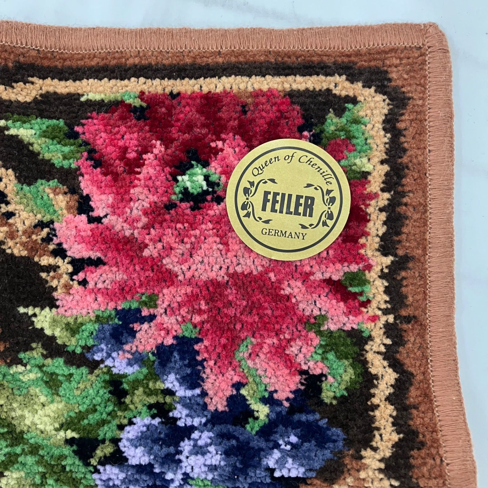 9118 FEILER フェイラー ハンカチ シュニール織り シール付き ブラウン