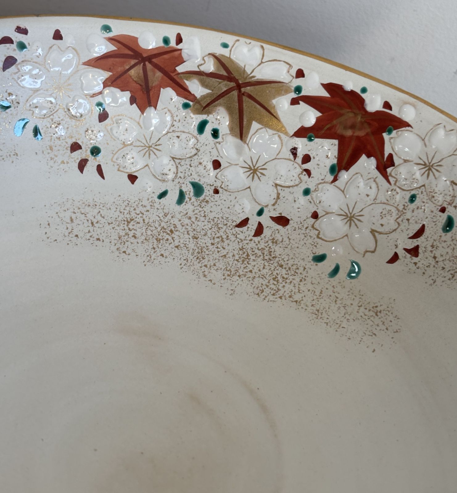 未使用極美品 雲楽窯 3代目斎藤雲楽作 雲錦 桜紅葉「菓子皿」エクセル