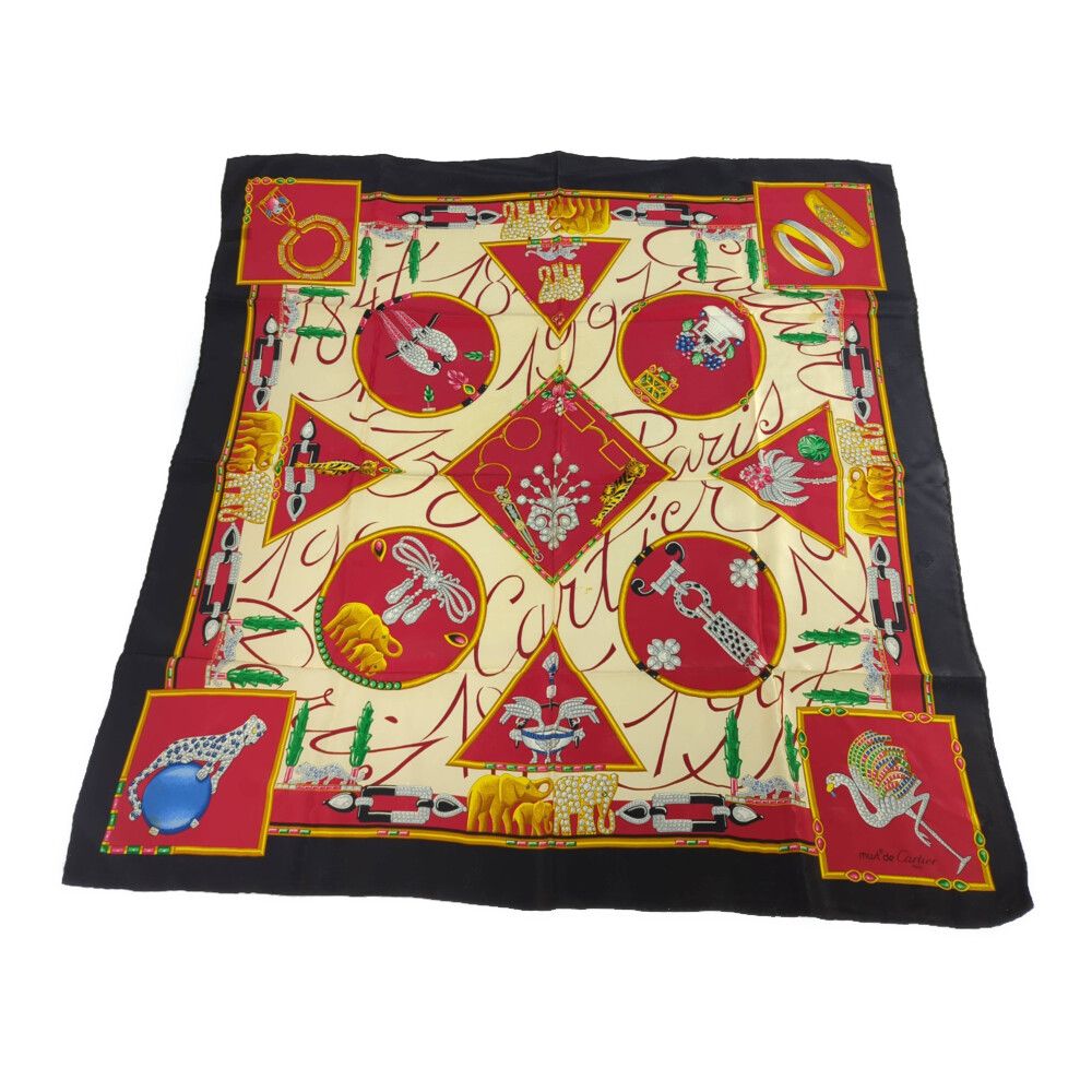 Cartier カルティエ ジュエリー柄 シルク スカーフ ネックウェア