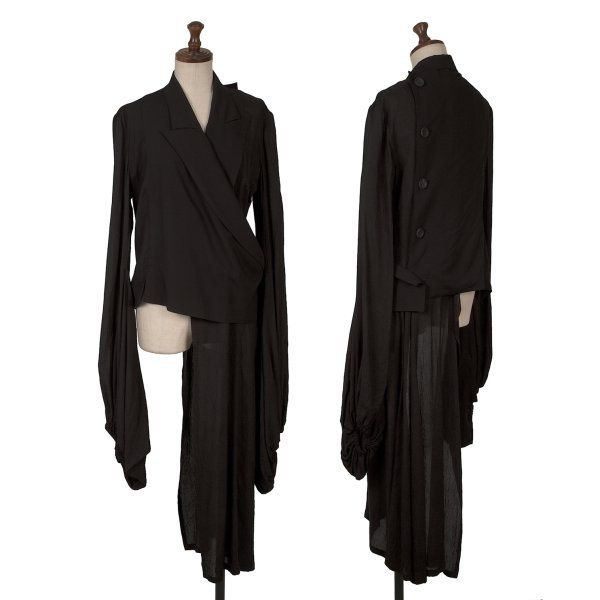 ヨウジヤマモト バルーンスリーブ ラップジャケット 黒 ヨウジヤマモトYohji Yamamoto collections バルーンスリーブ