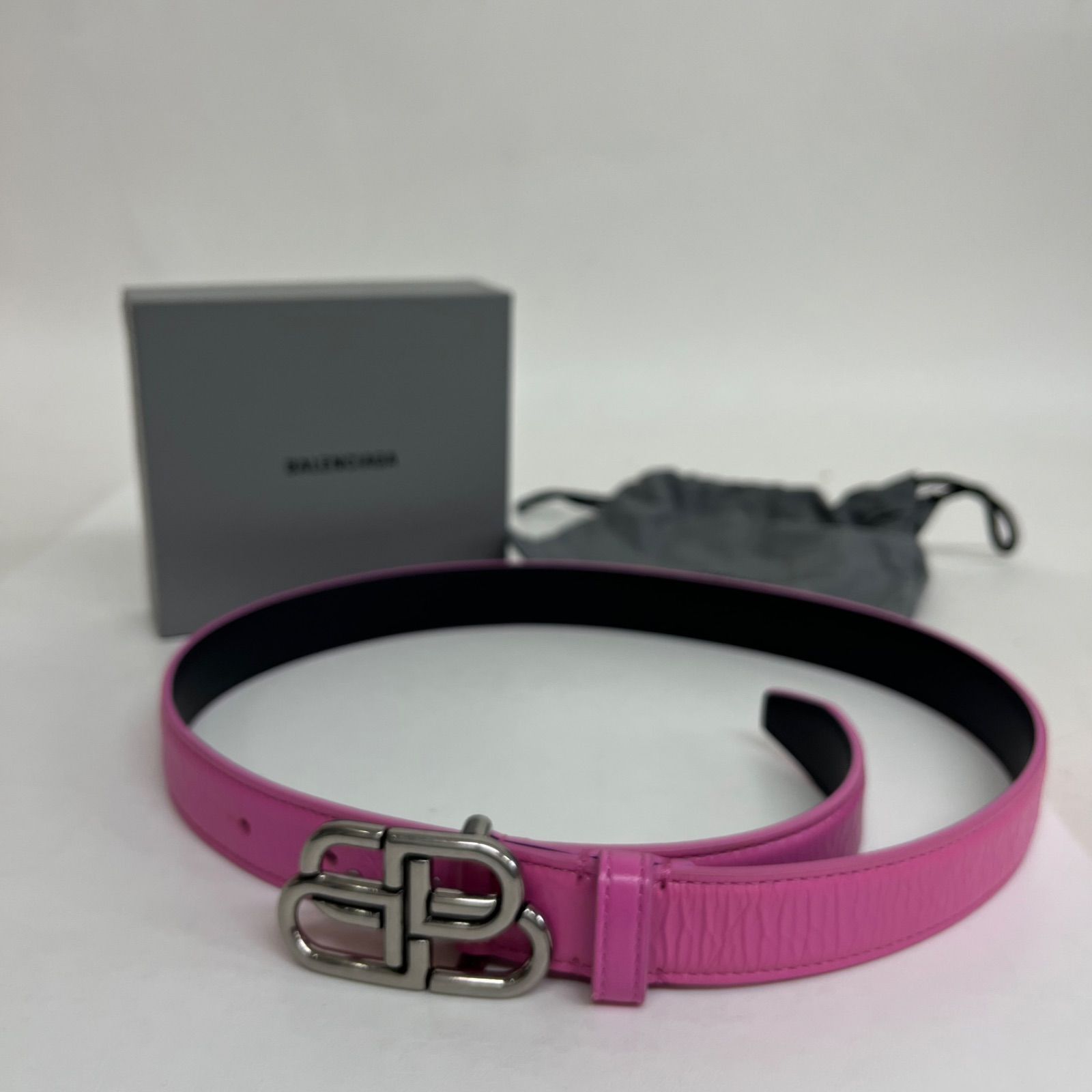 バレンシアガ ベルト レザー ピンク ヴィンテージシルバー金具 未使用