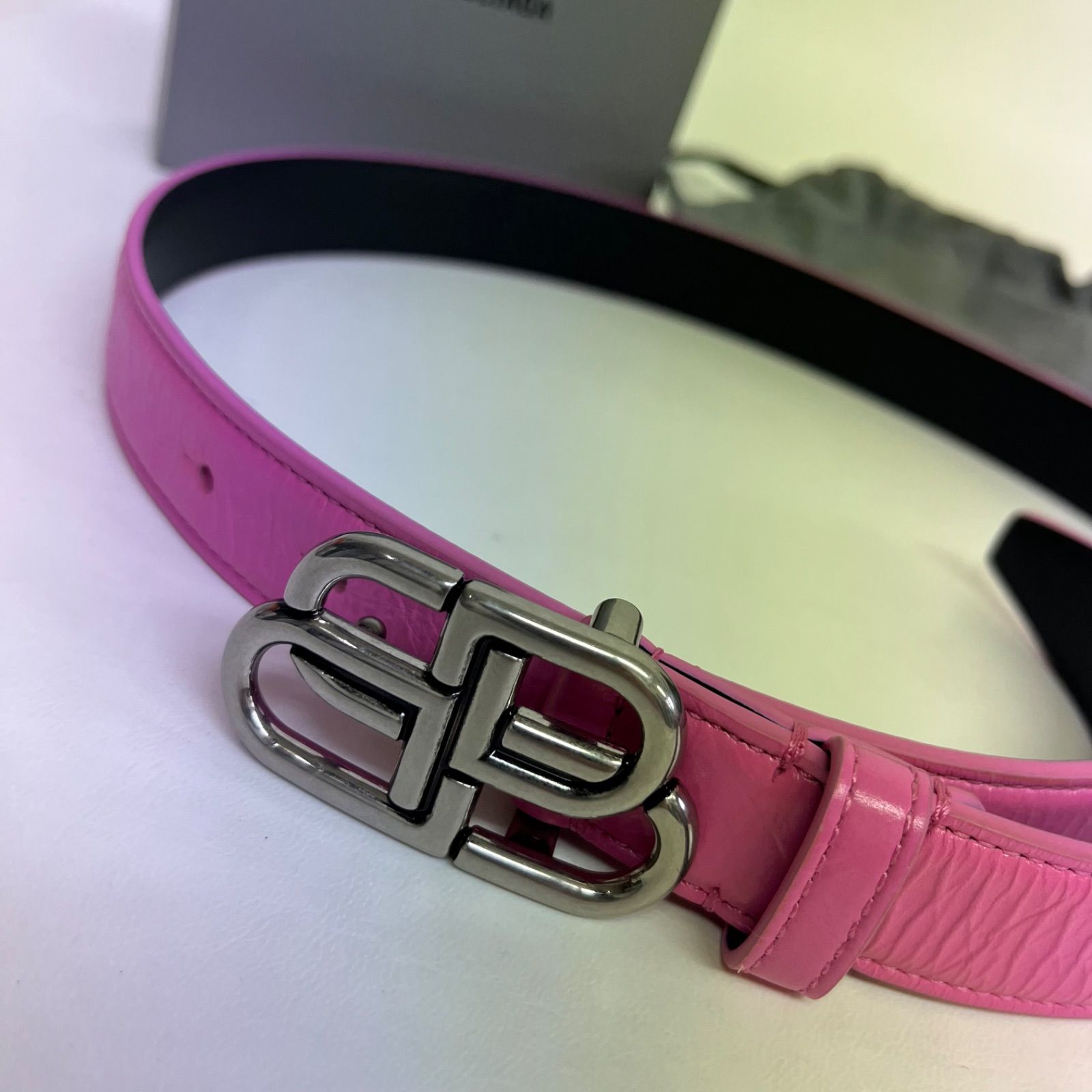 バレンシアガ ベルト レザー ピンク ヴィンテージシルバー金具 未使用