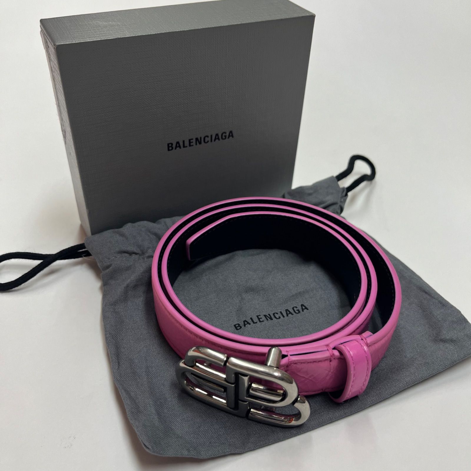 バレンシアガ ベルト レザー ピンク ヴィンテージシルバー金具 未使用