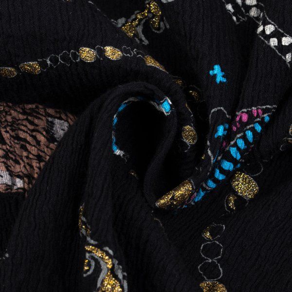 ツモリチサトTSUMORI CHISATO スペースシャトルラメプリントシャツ 黒 