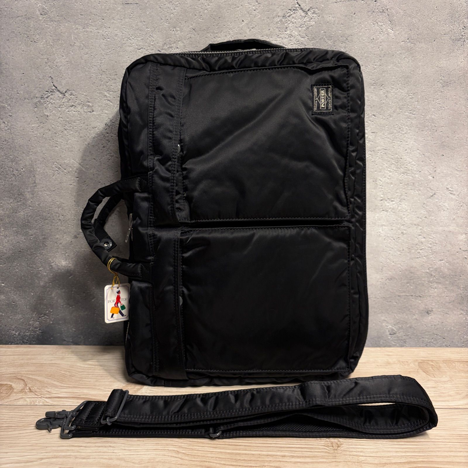 【状態良好】PORTER TANKER ポーター ブリーフケース 付きブラック PORTER TANKER 3WAY ブリーフケース ブラック 旧ファスナー ショルダー