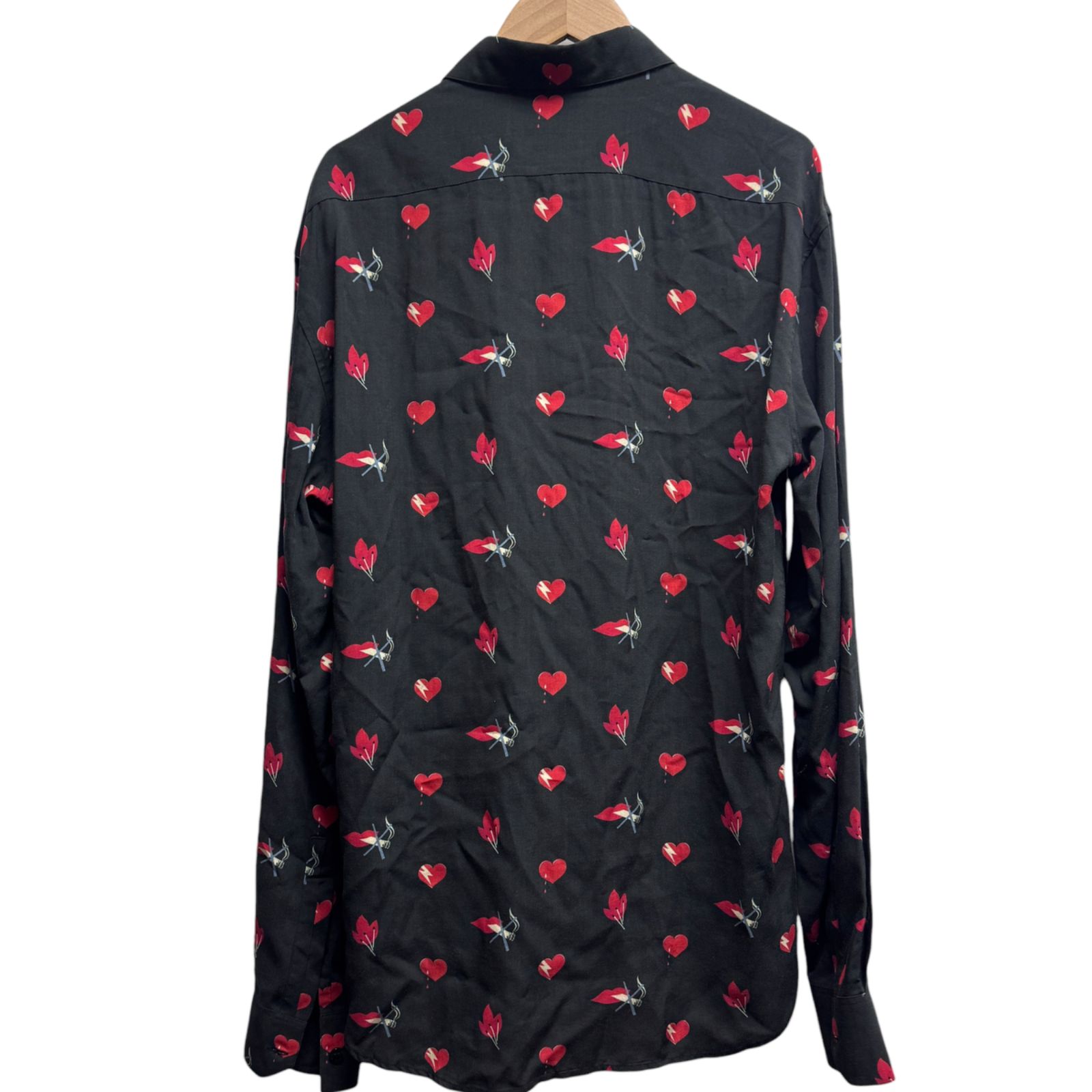 サンローランパリ ノースモーキングハート総柄長袖シャツ 38 SAINT LAURENT PARIS サンローラン パリ 17AW ノースモーキングハート
