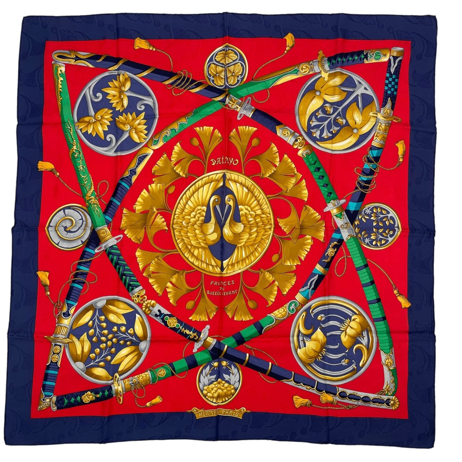 専用　美品HERMES カレ90 DAIMYO 日出る国の皇子スカーフ箱付 美品 HERMES エルメス スカーフ シルク カレ90 DAIMYO PRINCES DU