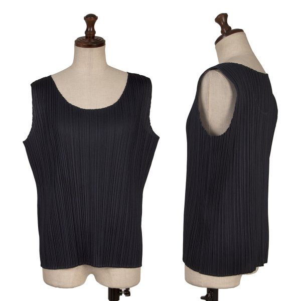 プリーツプリーズPLEATS PLEASEノースリーブ　トップス　紺 プリーツプリーズPLEATS PLEASE プリーツノースリーブトップス 紺5