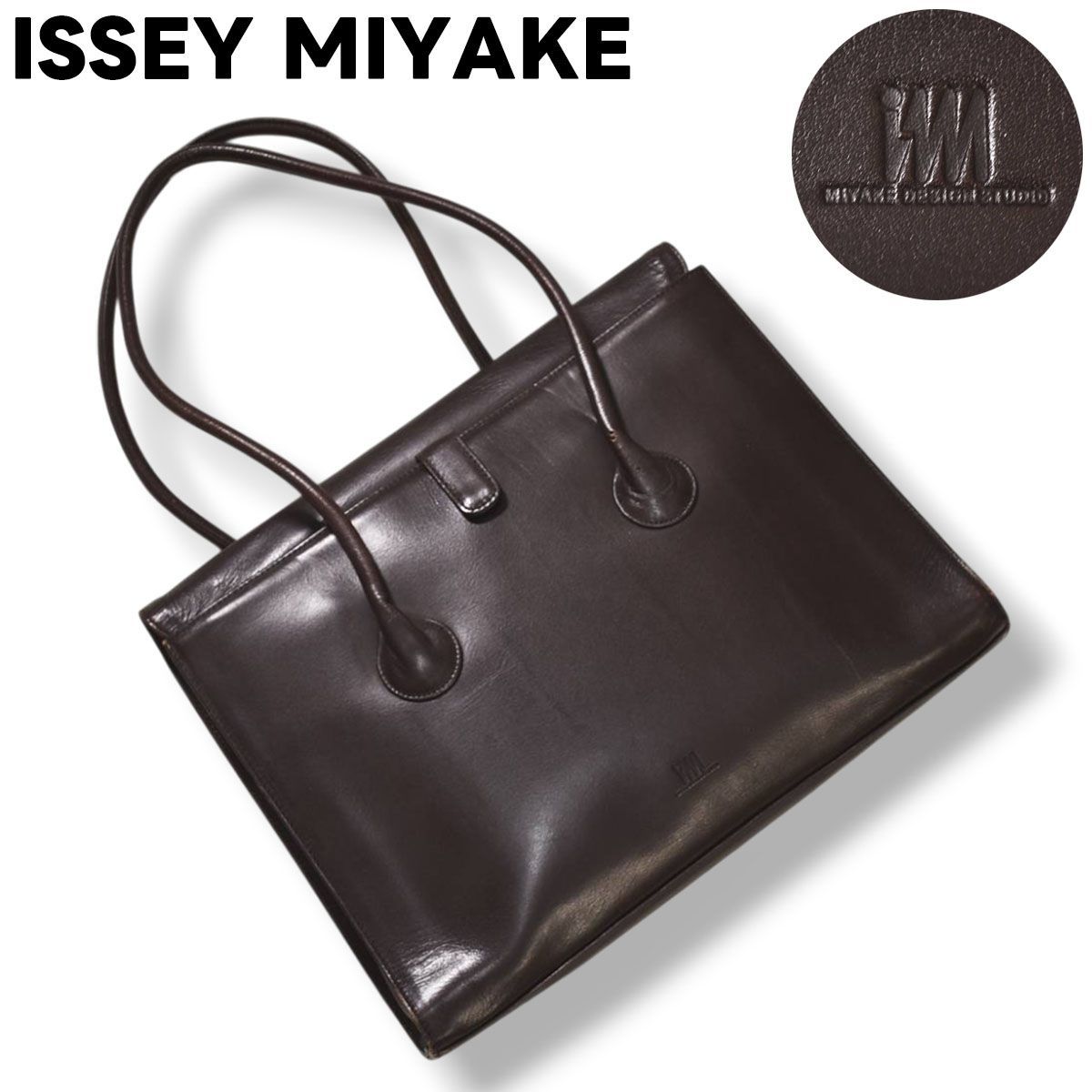 美品】ミヤケデザインスタジオ ハンドバッグ トート レザー 黒