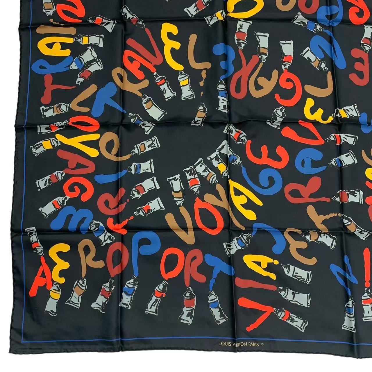 極美品 LOUIS VUITTON ルイ ヴィトン スカーフ シルク 絵具柄 マルチ