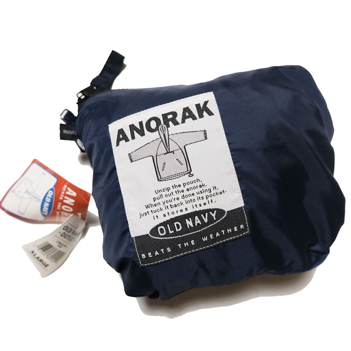 00's オールドネイビー ナイロン アノラックパーカー (XL) 紺