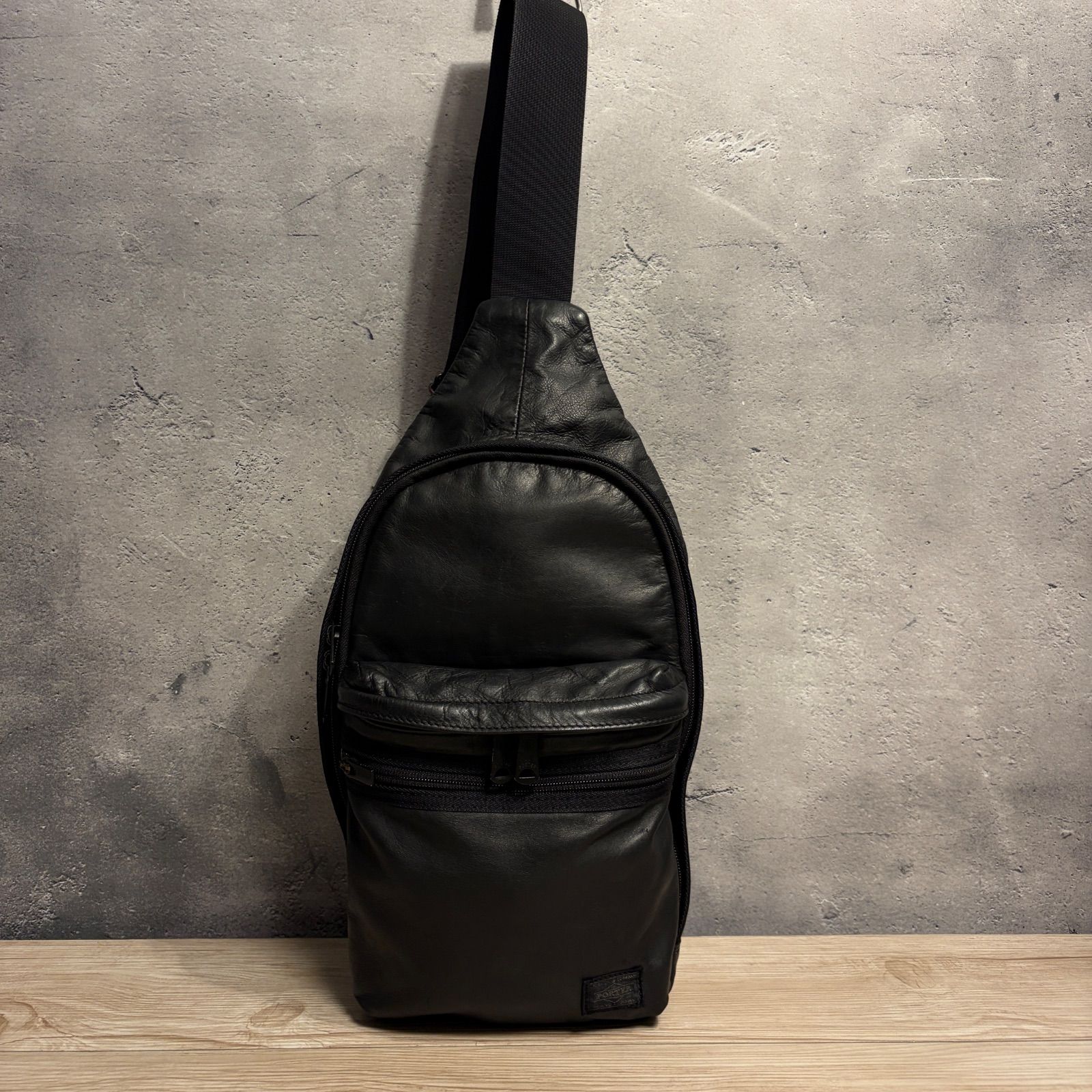 定価55,000円 PORTER ALOOF スリングショルダーバッグ ブラック 