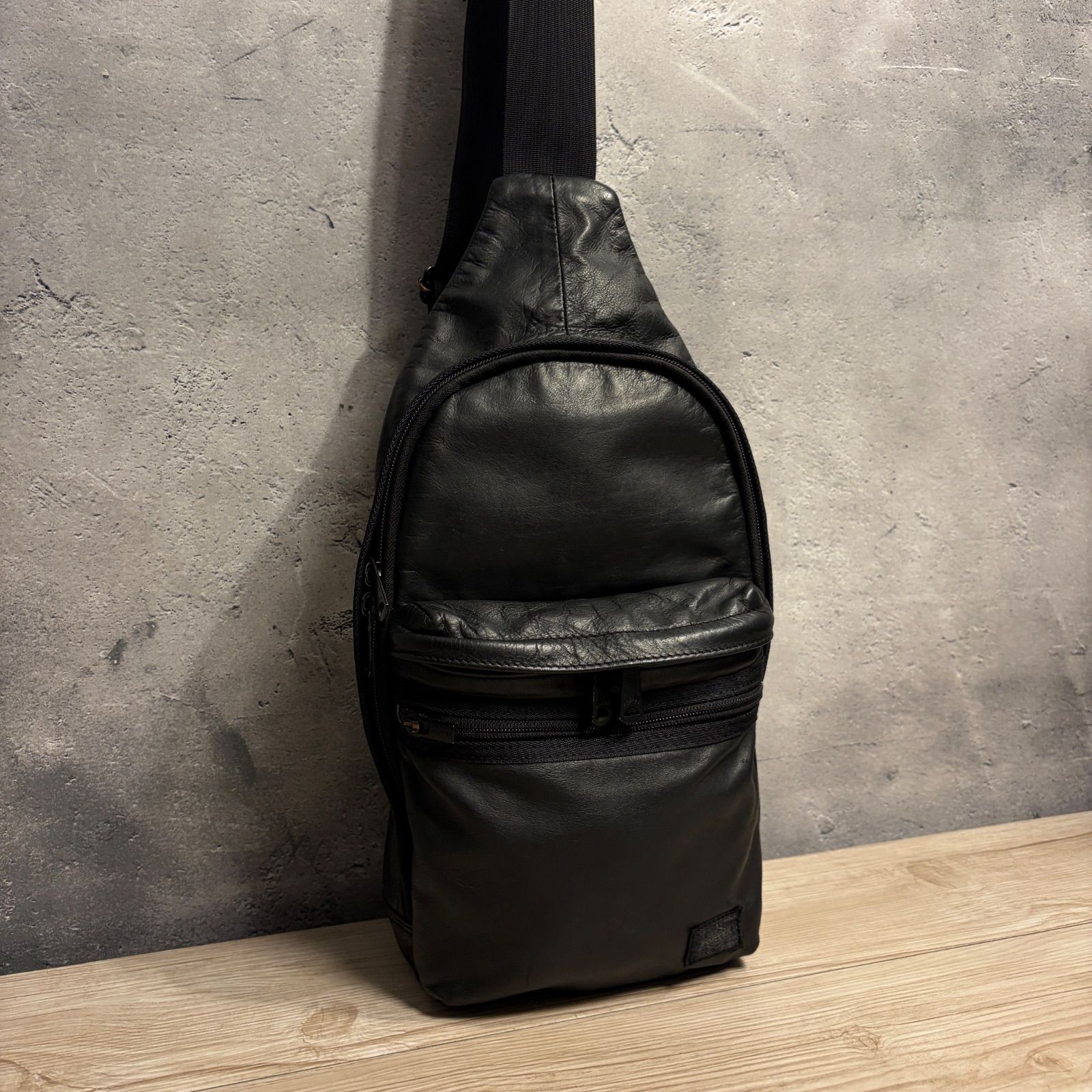 定価55,000円 PORTER ALOOF スリングショルダーバッグ ブラック