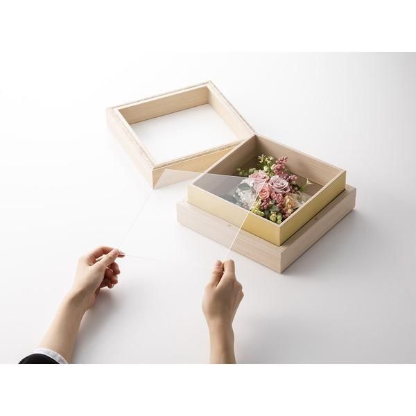 クリアケース 額 フレーム付き 150角 収納寸法：150×150×55+30mm ベージュ 縦横兼用 宙に浮いてるような透明収納ケース